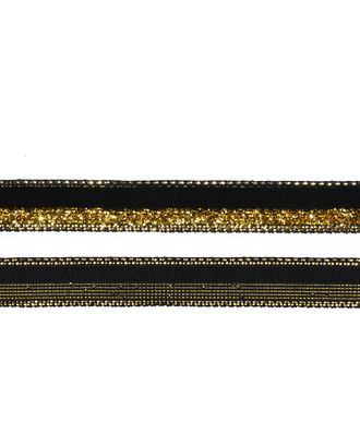 Лента бархатная нейлон ш.1см (черный/золото) арт. МГ-80229-1-МГ0604726