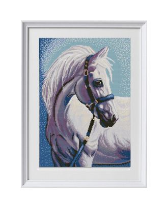 Рисунок на ткани (Бисер) КОНЁК Белая лошадь 29х39 см арт. МГ-89915-1-МГ0780836