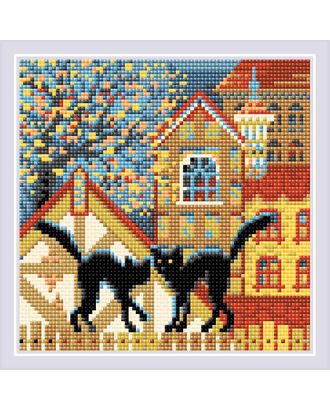Набор "РИОЛИС" мозаичная картина Город и кошки. Осень 20х20 см арт. МГ-102358-1-МГ0948209