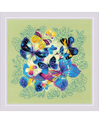Набор для вышивания РИОЛИС Панно/подушка «Яркие бабочки» 40х40 см арт. МГ-110942-1-МГ0993348