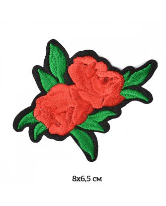 Термоаппликации вышитые Красная роза 8х6,5см, уп.10шт арт. МГ-111640-1-МГ0780776