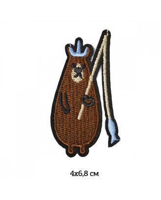Термоаппликации вышитые Медведь с удочкой 4х6,8см, уп.10шт арт. МГ-111651-1-МГ0780792