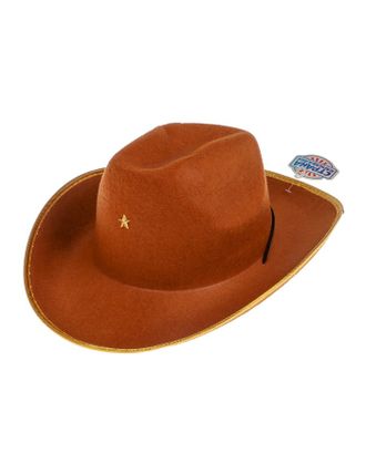 Карнавальная шляпа «Шериф», детская, на резинке, р-р. 52-54, цвет коричневый арт. СМЛ-103517-1-СМЛ0001020609