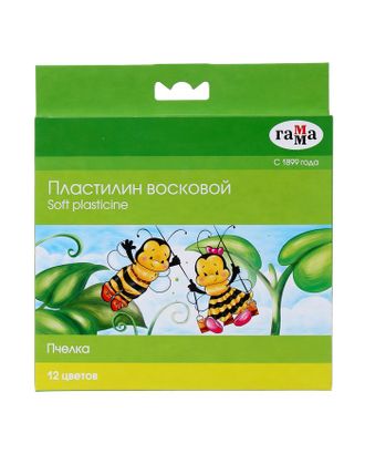 Пластилин мягкий (восковой) 12 цветов 180 г, «Гамма» «Пчелка» арт. СМЛ-206615-1-СМЛ0001071330