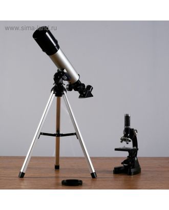 Набор телескоп 90х, d=50мм + микроскоп 1200х, с подсветкой, 2АА арт. СМЛ-104689-1-СМЛ0001164282
