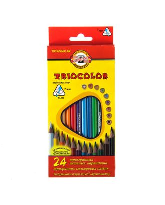 Карандаши 24 цвета, Koh-I-Noor 3134 TRIOCOLOR, картонная упаковка, европодвес арт. СМЛ-216136-1-СМЛ0001181219