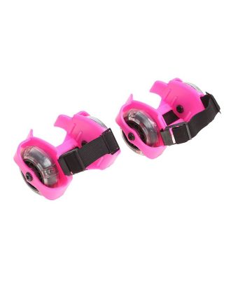 Ролики для обуви раздвижные мини, колёса световые РVC d=70 мм, ширина 6-10 см, до 70 кг, цвет розовый арт. СМЛ-100772-1-СМЛ0001224190