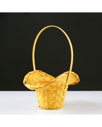 Корзина плетёная, бамбук, жёлтая, с изгибом, (шляпка) арт. СМЛ-136312-1-СМЛ0001224604