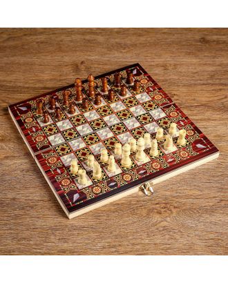 Настольная игра 3 в 1 "Узоры": нарды, шашки, шахматы, поле 30х30 см, дерево арт. СМЛ-42356-1-СМЛ0001267615