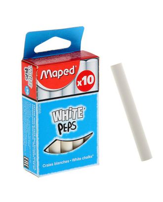 Мелки белые Maped White'Peps, в наборе 10 штук, круглые, специальная формула «без грязи» арт. СМЛ-42265-1-СМЛ0001320309