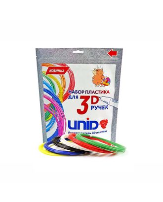 Пластик UNID PLA-6, для 3Д ручки, 6 цветов в наборе, по 10 метров арт. СМЛ-206791-1-СМЛ0001396089