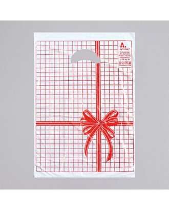 Пакет "Красная клетка", полиэтиленовый с вырубной ручкой, 22 х 30 см, 12 мкм арт. СМЛ-42684-1-СМЛ0001411041