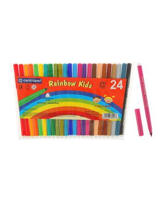 Фломастеры 24 цвета Centropen 7550 Rainbow Kids, пластиковый конверт, линия 1.0 мм арт. СМЛ-229798-1-СМЛ0001472378