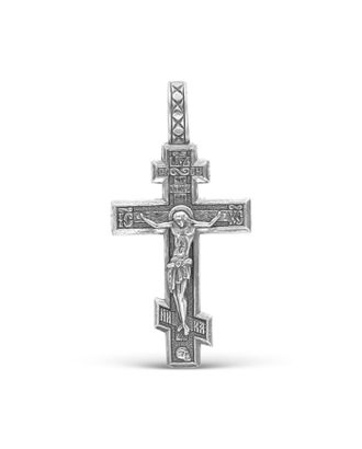 Купить Крест нательный шестиконечный, посеребрение арт. СМЛ-30044-1-СМЛ1517550 оптом в Усть-Каменогорске