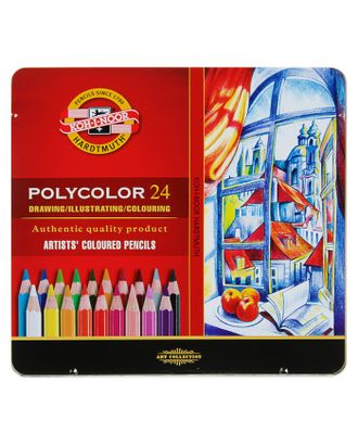 Карандаши художественные PolyColor 3824, 24 цвета, мягкие, в металлическом пенале арт. СМЛ-176825-1-СМЛ0001555871