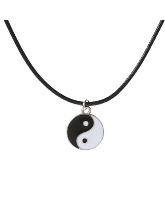 Кулон на шнурке "Инь-ян", цвет чёрно-белый в серебре, 45 см арт. СМЛ-1851-1-СМЛ1677976