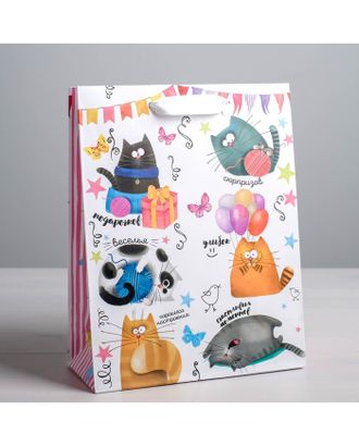 Пакет ламинированный вертикальный «Забавные коты», ML 23 × 27 × 8 см арт. СМЛ-95851-3-СМЛ0001717554