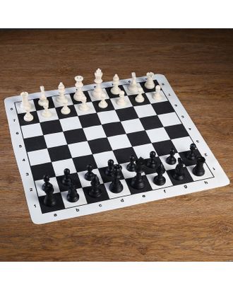 Шахматы в пакете, фигуры пластик (пешка h=4.5см, ферзь h=9.5см) + поле текстильное арт. СМЛ-45992-1-СМЛ0001976165