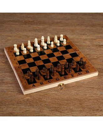 Настольная игра 3 в 1 "Цейтнот": шахматы, шашки, нарды, доска дерево 24х24 см арт. СМЛ-46029-1-СМЛ0001984168