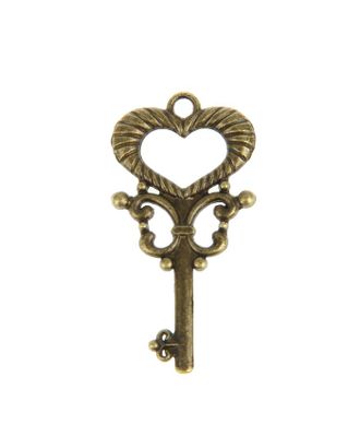 Декор металл для творчества "Ключ от сердца" под латунь (СК1823) 4х2 см арт. СМЛ-2548-1-СМЛ2054857