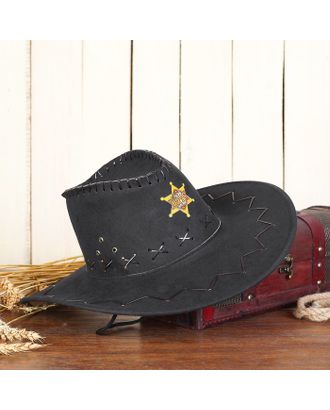 Ковбойская шляпа «Шериф», р-р. 56-58, цвет чёрный арт. СМЛ-126266-1-СМЛ0002223765