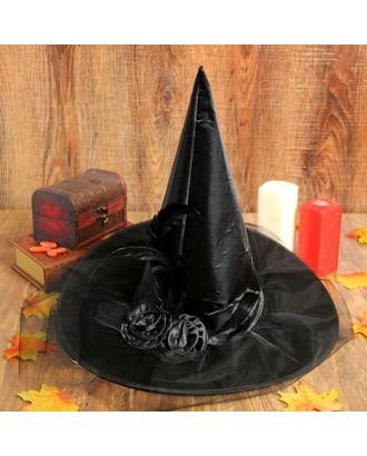 Карнавальная шляпа «Ведьмочка», с фатой, цвет чёрный арт. СМЛ-98248-1-СМЛ0002266422