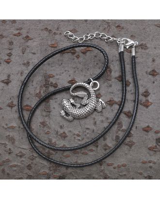 Кулон на шнурке "Ящерица", цвет чернёное серебро, 40 см арт. СМЛ-4389-1-СМЛ2347160