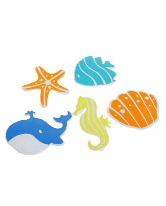 Набор мини-ковриков для ванны Доляна «Океан», 16×16 см, 5 шт, цвет МИКС арт. СМЛ-145044-1-СМЛ0002364698