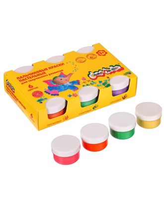 Краски пальчиковые пастельные, набор 6 цветов х 60 мл, «Каляка-Маляка», для малышей арт. СМЛ-203777-1-СМЛ0002371073