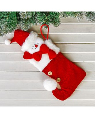 Носок для подарков "Помпошка" 12*26 см, снеговик арт. СМЛ-48799-1-СМЛ0002388994