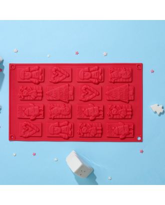 Форма для шоколада Доляна «Рождество», 30×17 см, 16 ячеек, цвет МИКС арт. СМЛ-203908-1-СМЛ0002389451