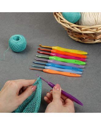 Набор крючков для вязания, d = 2-6 мм, 9 шт, цвет МИКС арт. СМЛ-4783-1-СМЛ2436082