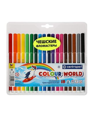 Фломастеры 18 цветов, Centropen 7550/18 ТП Colour World, линия 1.0 мм арт. СМЛ-173493-1-СМЛ0002468436