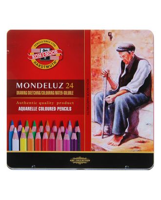 Карандаши акварельные набор 24 цвета, Koh-I-Noor Mondeluz 3724, в металлическом пенале арт. СМЛ-189127-1-СМЛ0002474618