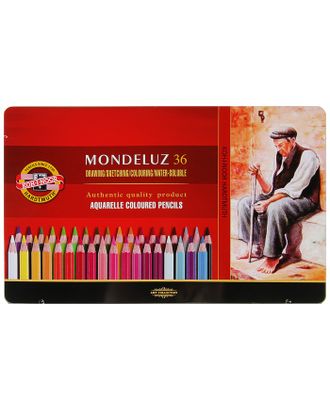 Карандаши акварельные набор 36 цветов, Koh-I-Noor Mondeluz 3725, в металлическом пенале арт. СМЛ-176858-1-СМЛ0002474619