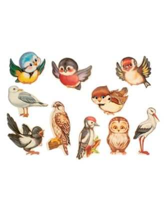 Комплект украшений "Веселые птички" на скотче, 10 видов, 12 х 12 см арт. СМЛ-47451-1-СМЛ0002555890