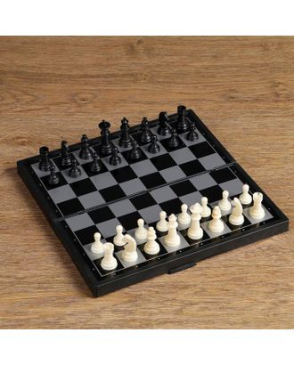 Настольная игра, набор 3 в 1 "Зук": нарды, шахматы, шашки, магнитная доска 24.5х24.5 см арт. СМЛ-50346-1-СМЛ0002590528