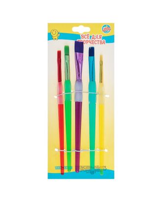 Набор кистей, нейлон, 5 штук, с цветными ручками, с резиновыми держателями арт. СМЛ-204214-1-СМЛ0002694228