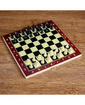 Настольная игра 3 в 1 "Карнал": нарды, шахматы, шашки, доска дерево 20.5х20.5 см, микс арт. СМЛ-45159-1-СМЛ0000273155