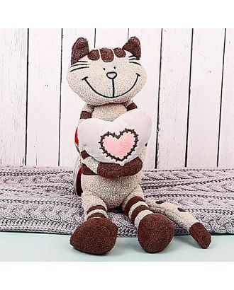Мягкая игрушка «Кот Полосатик с сердцем», 33 см арт. СМЛ-49345-1-СМЛ0002732466