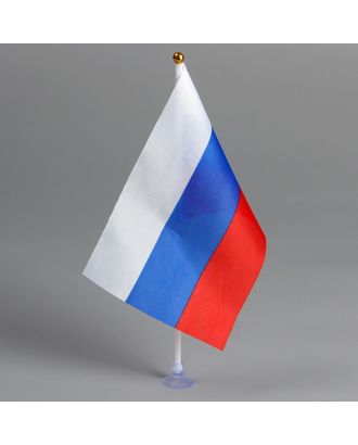 Флаг России , 21х14 см, шток 30 см, полиэстер арт. СМЛ-52798-1-СМЛ0002763498