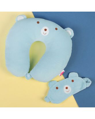 Подголовник «Мишка», с маской для сна, цвет голубой арт. СМЛ-53004-1-СМЛ0002803778