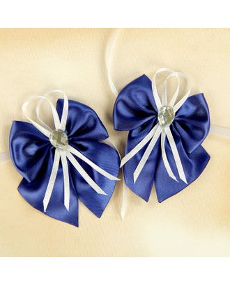 Бант-бабочка свадебный для декора, атласный, 2 шт, синий арт. СМЛ-37277-1-СМЛ0002884887