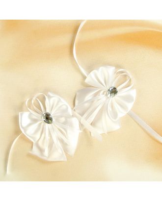 Бант-бабочка свадебный для декора, атласный, 2 шт, белый, МИКС арт. СМЛ-37280-1-СМЛ0002884890