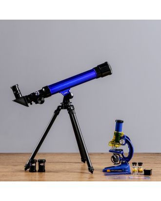 Набор: телескоп настольный, три линзы: х20, 30, 40 + микроскоп, увеличение х300, 600, 1200 арт. СМЛ-45827-1-СМЛ0000288657