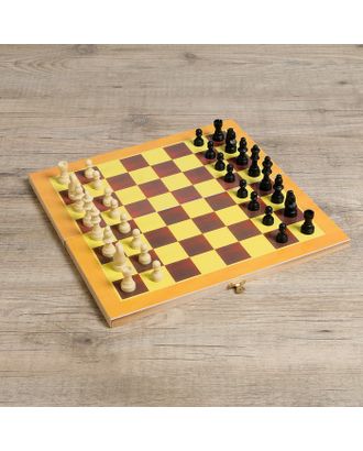 Настольная игра "Шахматы", фигуры пластик, доска дерево 34х34 см арт. СМЛ-45968-1-СМЛ0000294862