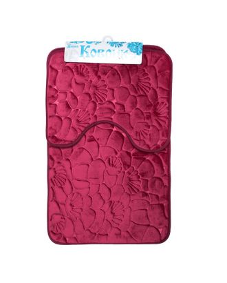 Набор ковриков для ванны и туалета «Галька, ракушки», 2 шт: 40×50, 50×80 см, цвет бордовый арт. СМЛ-30371-1-СМЛ2967405