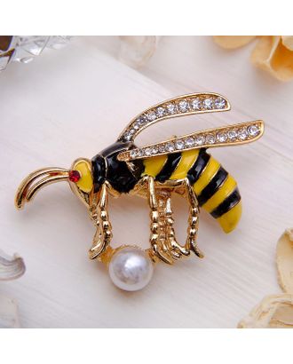 Брошь "Пчелка" с бусиной, цветная в золоте арт. СМЛ-174115-1-СМЛ0002997103