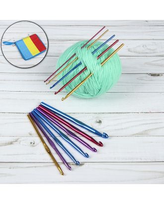 Набор крючков для вязания, d = 2-8 мм, 14,5 см, 12 шт, цвет МИКС арт. СМЛ-7709-1-СМЛ3185214