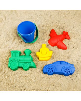 Набор для игры в песке, 4 формочки, ведро, цвета МИКС арт. СМЛ-134186-1-СМЛ0003301625